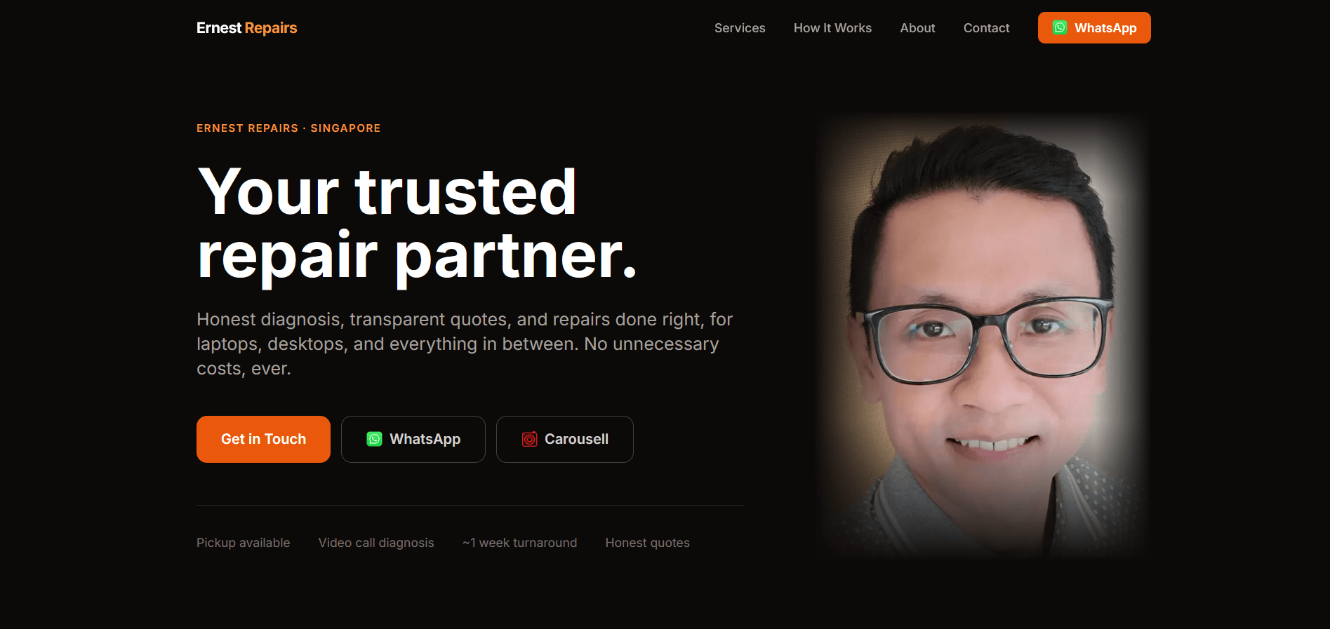 Ernest Repairs website